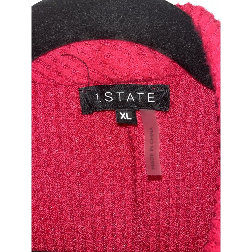 1. State Women's Knit Draped CrissCross Sweater Bright Pink Size XL Tunic Length - Picture 2 of 4